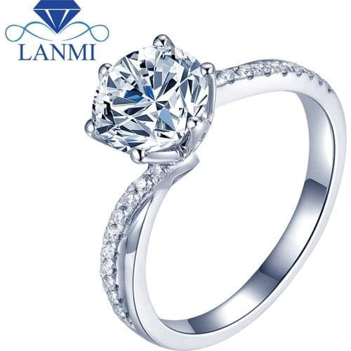 LANMI Women Moissanite Rings Wholesale 925 Sterling Silver Rings Jewelry Natural Round Moissanite Wedding Ring For Young Female