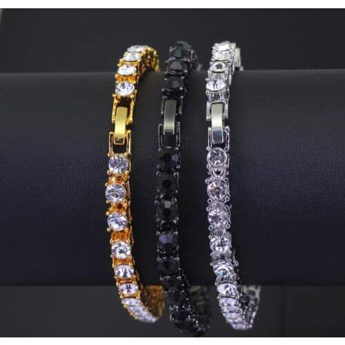 Fashion hip hop men bracelet crystal chain tennis bracelet bling bling jewelry