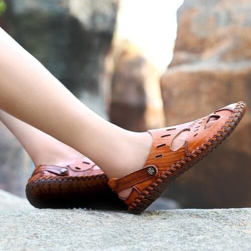 Mens de sandalle sandal outdoor roman casual beach male romanas sandalia homme camel erkek safety leather hombre ete rubber man