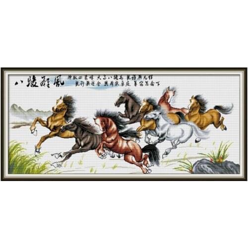 Eight steeds galloping ahead cross stitch kit Square Round Drill stitching embroidery DIY handmade needlework