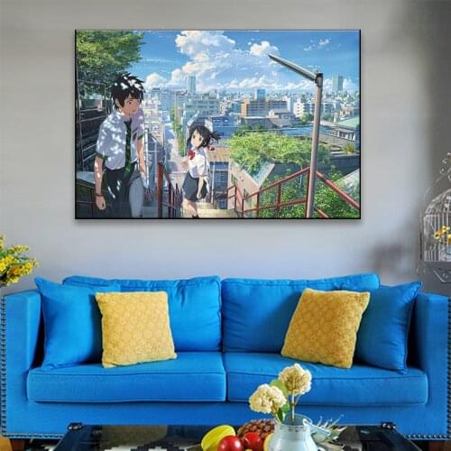 Manga Film Poster Anime Movie Prints Your Name Poster Wa Wall Art Pictures Cartoon Love Silk Painting