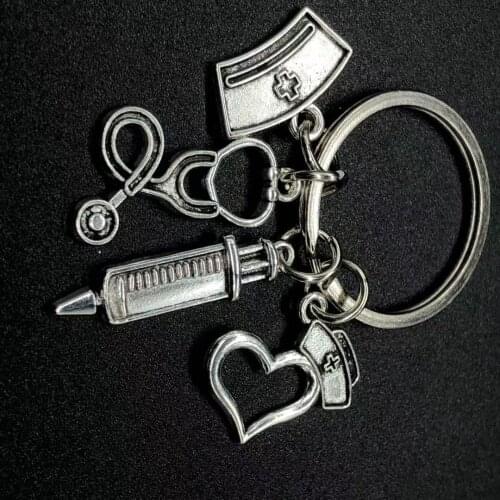 New design keychain doctor medical tool stethoscope syringe mask key ring nurse medical gift keychain souvenir