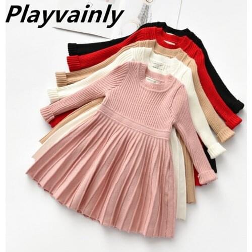 Autumn and Winter Girls Sweater Dress Childrens Wool Warm Long Sleeve Dress Toddler Girl Fall Clothes 2020 WL002