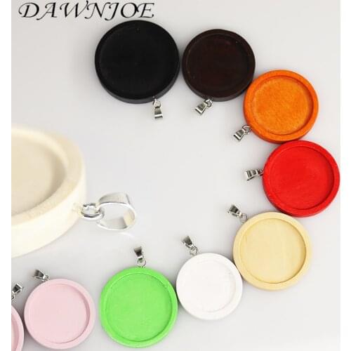 10pcs Wood Cabochon Base Fit 12 20 25 30mm Blank Stainless Steel Clasp Pendant Trays Diy Necklace Making Jewelry Accessories