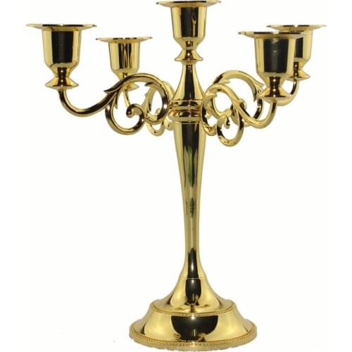 New 5 Arms Candelabra Taper Candle Holders Chandeliers Wedding Centerpieces Silver Gold Bronze Candle Holder