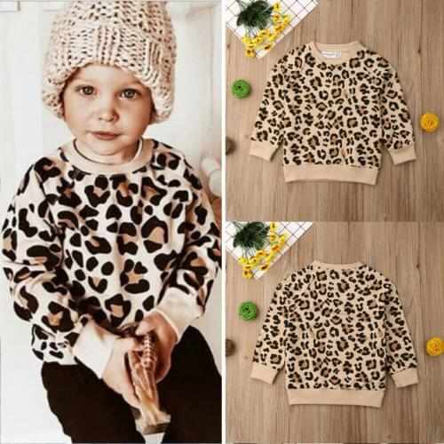 Casual Baby Girl Boy Leopard Top Sweatshirts Toddler Kid Long Sleeve Top Sweatshirt Coat