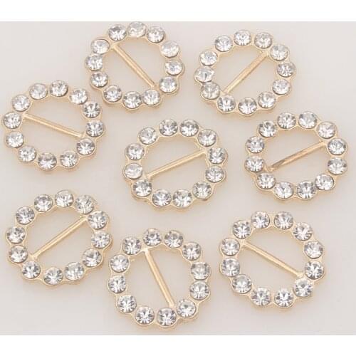 19mm Gold Rhinestone Buckles For Wedding Invitation Card Decoration Ribbon Slider Accessories DIY Hairbow Manualidades 50pcs/lot