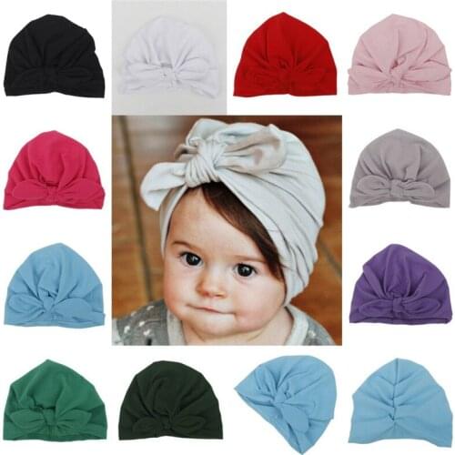 Spring New European and American Baby Bunny Ears Knotted Pullover Cotton Hat Indian Hat Bowknot Top Hat