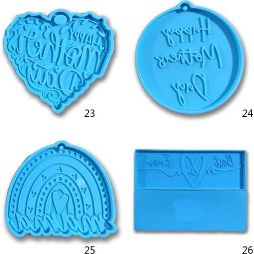 Mothers Day Series Pendants Epoxy Resin Mold Keychain Silicone Mould DIY Crafts Jewelry Casting Tool