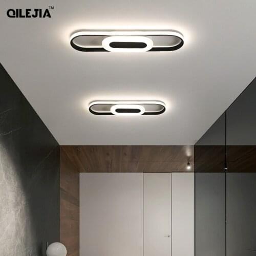 New LED Aisle Chandelier Lights For Living Room Bedroom Corridor Loft Balcony Indoor Lighting Fixtures Black White Deco Lamps