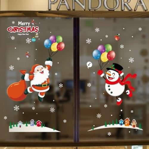 Decorations Santa Claus Windows Sticker Merry Christmas Stickers 2021 Christmas Ornaments Xmas Party New Year Home Decor Decals
