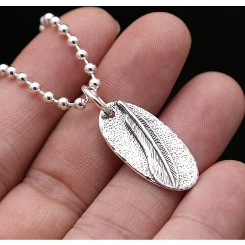 S925 Sterling Silver Jewelry Vintage Retro Thai Silver Simple Takahashi Goro Smooth Feather Men And Women Pendants