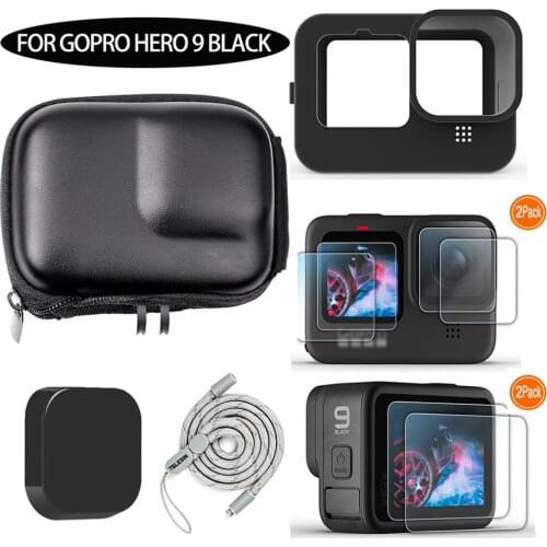 Tempered Glass for GoPro Hero 9 Black Protective Lens Cover Case for Go Pro 9 Protective Accessories Kit