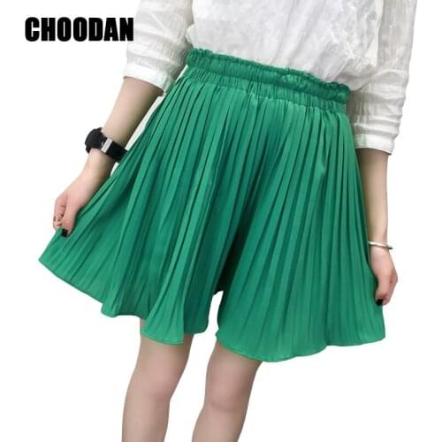 Pleated Shorts Women High Waist Wide Leg Skirt Shorts 2018 Summer Korean Fashion Loose Casual Skort Hot Sale Female Short Pants