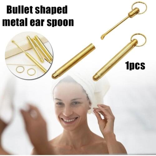 1PCS Gold Aluminum Snuff Spoon Sniffer Snorter Metal Clean Keychain Tobacco Shovel Cleaning Cleaner Ear ear Pipe U4G3