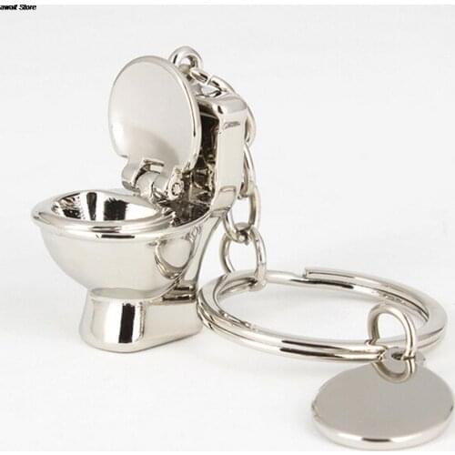 1Pcs Cute Bathroom Cute Creative Gift Trinket Auto Key Chain Mini Toilet Key Ring Chain Classic 3D Keychain