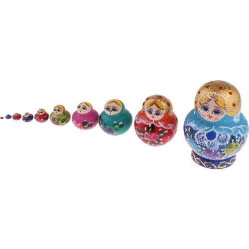 10pcs Colorful Beautiful Girls Wood Russian Matryoshka Nesting Doll – Kids Children Christmas Gift Home Ornaments
