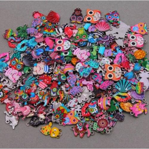 30pcs Mixed Animals Enamel Alloy Bracelets Connectors Animal Charms For DIY Necklace Accessories DIY Fashion Jewelry Finding