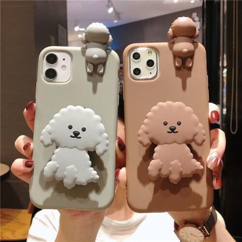 3D Cute Cartoon Puppy Silicone Case For Samsung Galaxy S10 Plus S9 S8 S20 S21 Back Cover For Samsung Note 20 Note 10 9 8 5