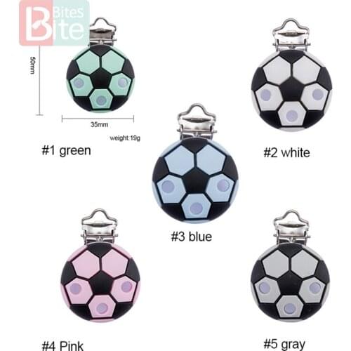 5pc Baby Teether Silicone Dummy Clip Food Grade Silicone Football Nipple Holder DIY Pacifier Chain Clip Nurse Gifts Baby Product