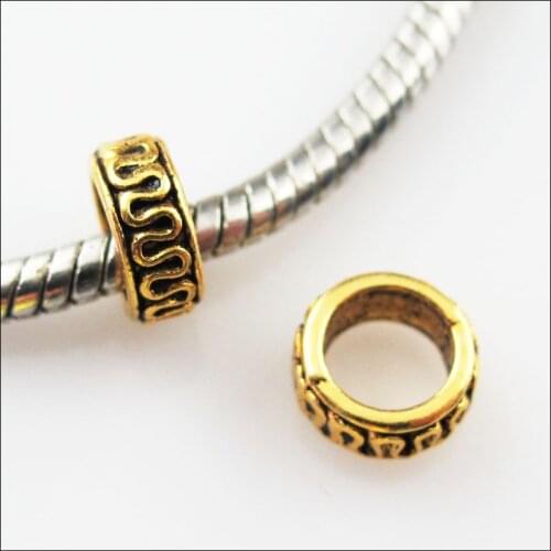 50Pcs Antiqued Gold Color Round Circle Spacer Beads Charms 8mm
