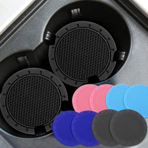 2PCS Car Cup Mat Waterproof Vehicle Coaster Rubber Water Cup Bottle Holder Non-slip Pad For Auto Car Interior Accessories