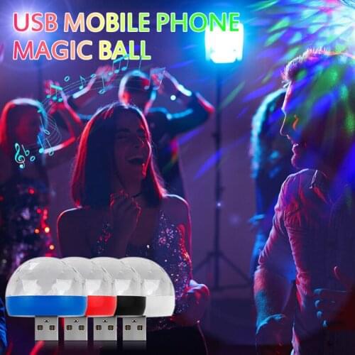 Car USB Ambient Light DJ RGB Mini Colorful Music Sound Led Apple USB Interface Holiday Party Atmosphere Interior Dome Trunk Lamp