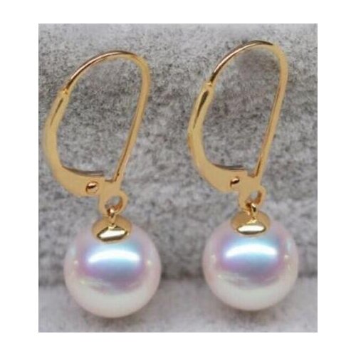 Free shipping >>>>noble jewelry Gorgeous 10-11 MM AAA+++ SOUTH SEA WHITE ROUND PEARL EARRING 14K