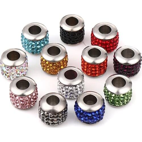 1 PC Hot Colorful Stainless Steel Beads Cylinder Silver Color For Necklace Earrings DIY Findings 11mm x 10mm