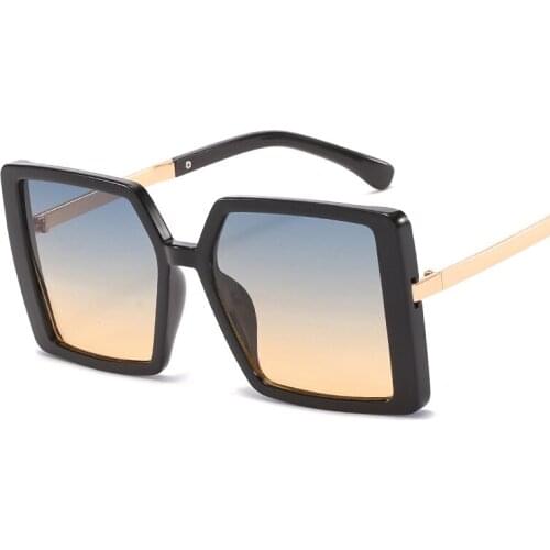 One Piece Sqaue Sunglasses Women Men 2021 Big Frames Eyeglasses Luxury Designer Glasses Men Retro Vintage Eyewear UV400