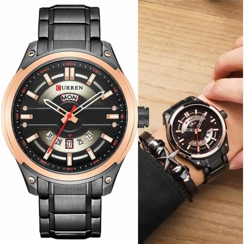 CURREN Fashion Stainless Steel Watch Mens Luxury Sport Waterproof Calendar Quartz Men Watches Casual Male Clock часы мужские