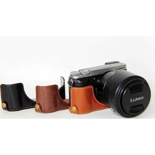 PU Leather Camera Bag Half Case Cover For Panasonic For Lumix DMC-GX80 DMC-GX85 GX80 GX85 Camera Half Body Set