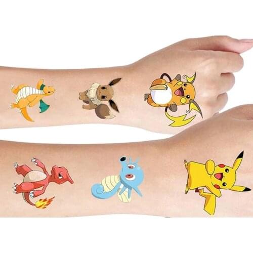 Pokemon Tattoo Children Stickers Random 1sets Pikachu Action Figure Cartoon Kids Girls Christmas Birthday Gifts