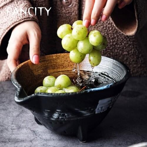 FANCITY Japanese style mixing bowl milk bowl noodle bowl special tableware tripod retro personality creative large size soup