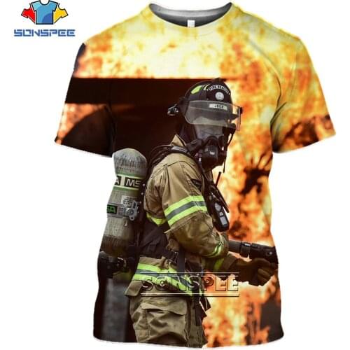 SONSPEE Lifeguard Firemen fire flame Men Women 3D Print T-shirt Summer Fashion Harajuku Cool Casual Soft Short Sleeve O-Neck Top