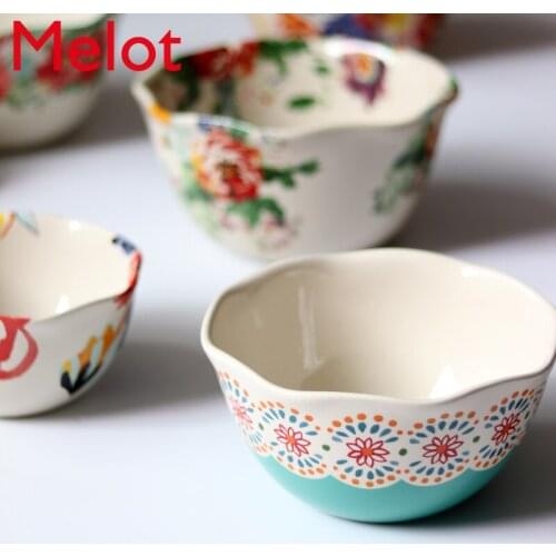 Ceramic Large Bowl Floral Big Fruit Bowl Fruit Bowl Salad Bowl Small Bowl Household Bowls And Plates