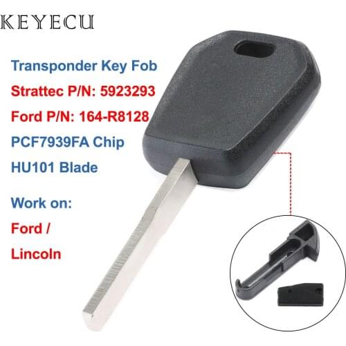 Keyecu Transponder Car Key Fob 128BIT PCF7939FA Chip HU101 Blade for Ford F Series,Edge,Mustang, for Lincoln, 164-R8128, 5923293