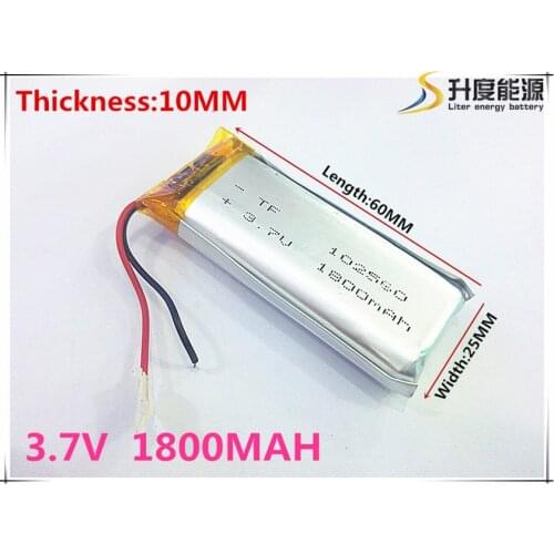 Li-po 102560 1800mah 3.7V Lithium Polymer Battery Rechargeable Battery For GPS Speaker
