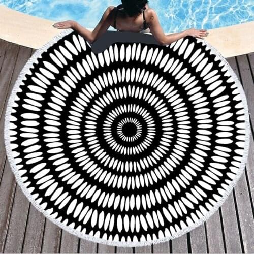 Microfine Round Beach Towel Tessellate Mandala Women Summer Travel Towel Large Microfiber Beach Towel For Adults Boho Blanket