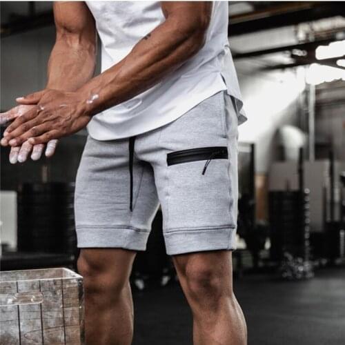 Can add your own logo) Mens Sports Gym Athletic Cotton Running Men Shorts Trousers Elastic zipper Pocket Sports Man