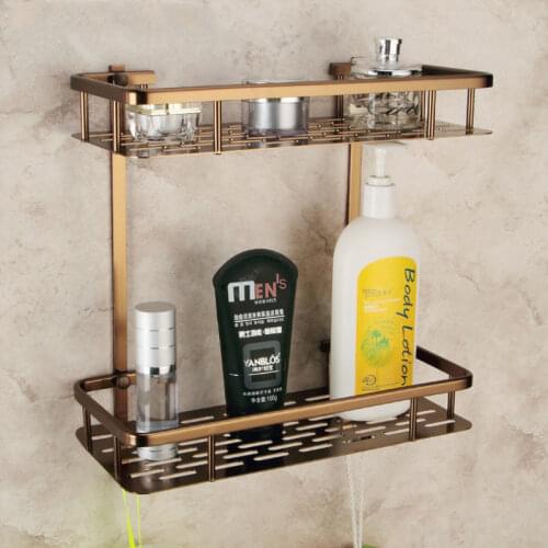 Wall Mounted Antique bronze Alumimun Bathroom Shelf Bath Shower Shelf Bathroom corner shelf Soap Holder building materia
