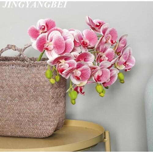 Real Touch Butterfly Orchid Artificial Flowers Home Hotel Tea Room Decoration Fake Flower 5 Heads 70cm wedding