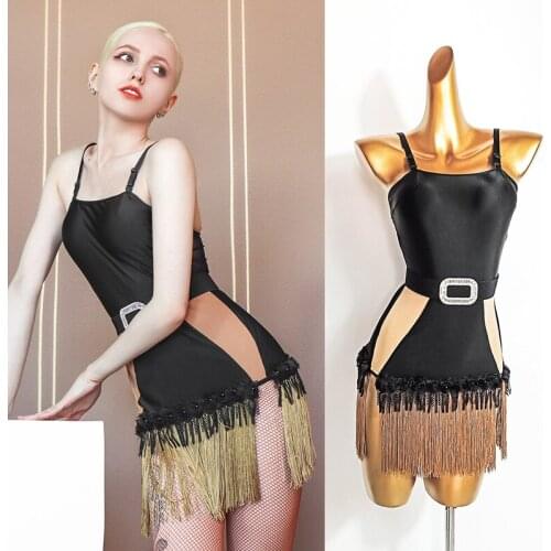 News Latin Dance Sling Dress Female Tango Summer Practice Wear Tassel Rumba Samba Performance/Competition Stage Costume VDB3991