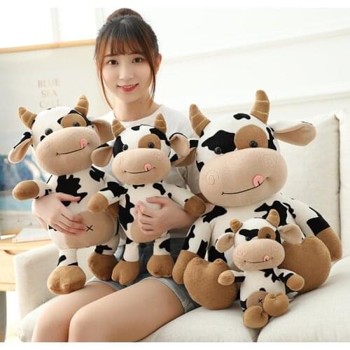 New Arrival Cute Cattle Soft Stuffed Animal Cartoon Cow Plush Toy Kawaii Comfortable Toy For Baby Birthday Present Lovely Gift