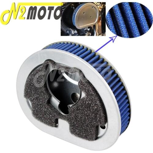 High Flow Motorcycles Blue Air Filter Cleaner Cleaning For Harley Softail Dyna FXD FLHR FLHT FXST Electra Wide Glide Road King