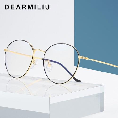 DEARMILIU Oval Frame Rose Gold Anti Blue Light Blocking Glasses led Reading Radiation-resistant Glasses Computer Gaming Eyewear