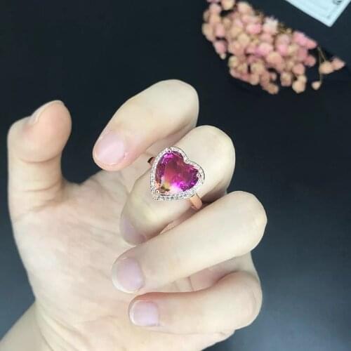 Fine Heart Open Rings Fashion Rose Golden Inlay Colorful Gradient Zircon Romantic Statement Wedding Jewelry Women New Year Gifts