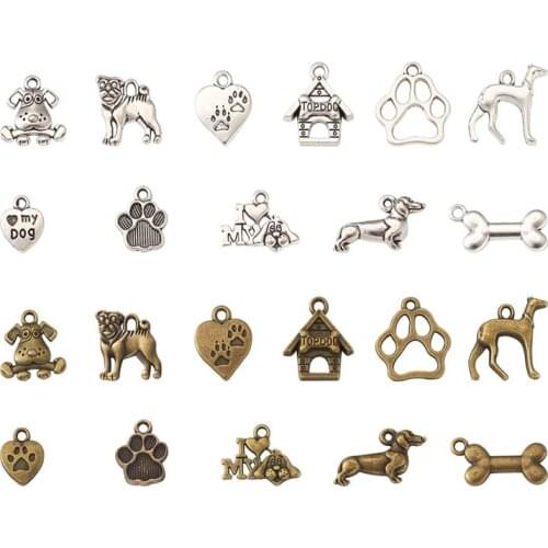 88pcs/box Alloy Pendants Charms Animal Dog Paw for Jewelry Making DIY Bracelet Necklace Accseeories Craft Supplies