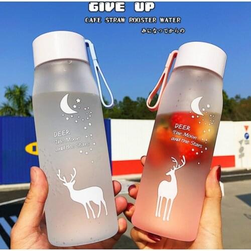 Dream Elk Gradient Scrub Space Water Cup Portable Outdoor Portable Water Bottle Korea Lovely Plastic Cup