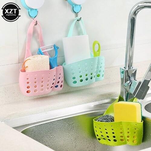 Portable Sink Shelf Soap Sponge Drain Rack Storage Basket Bag Adjustable Snap Hanging Basket Faucet Holder Kitchen Accessories